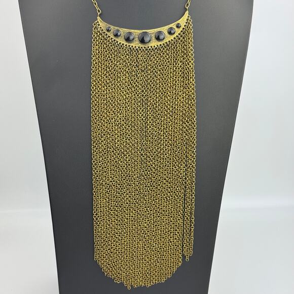 Willow House Ibiza Fringed Bib Necklace by Sara Blaine Black Resin Statement NWT - Picture 6 of 10